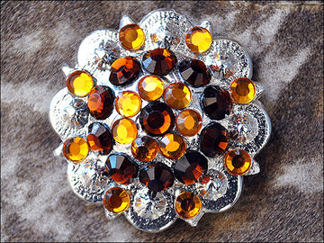 Hilason Brown Crystal 1-1/4 Berry Concho Rhinestone Saddle Tack Cowgirl